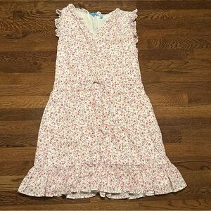 Draper James Women’s Pink & White Floral Ruffle Hem Dress - Size Small